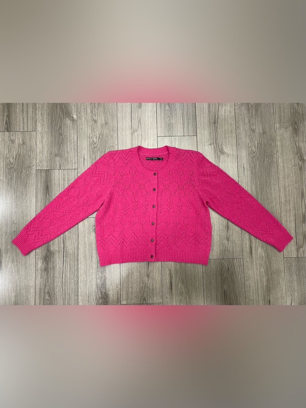 Gudrun Sjoden Knit Cardigan Women's Large Pink Wool‎ Blend